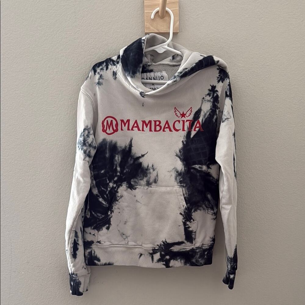 Mambacita x Dannijo Black and White Tie-Dye Yourh Sweatshirt Hoodie Size Medium